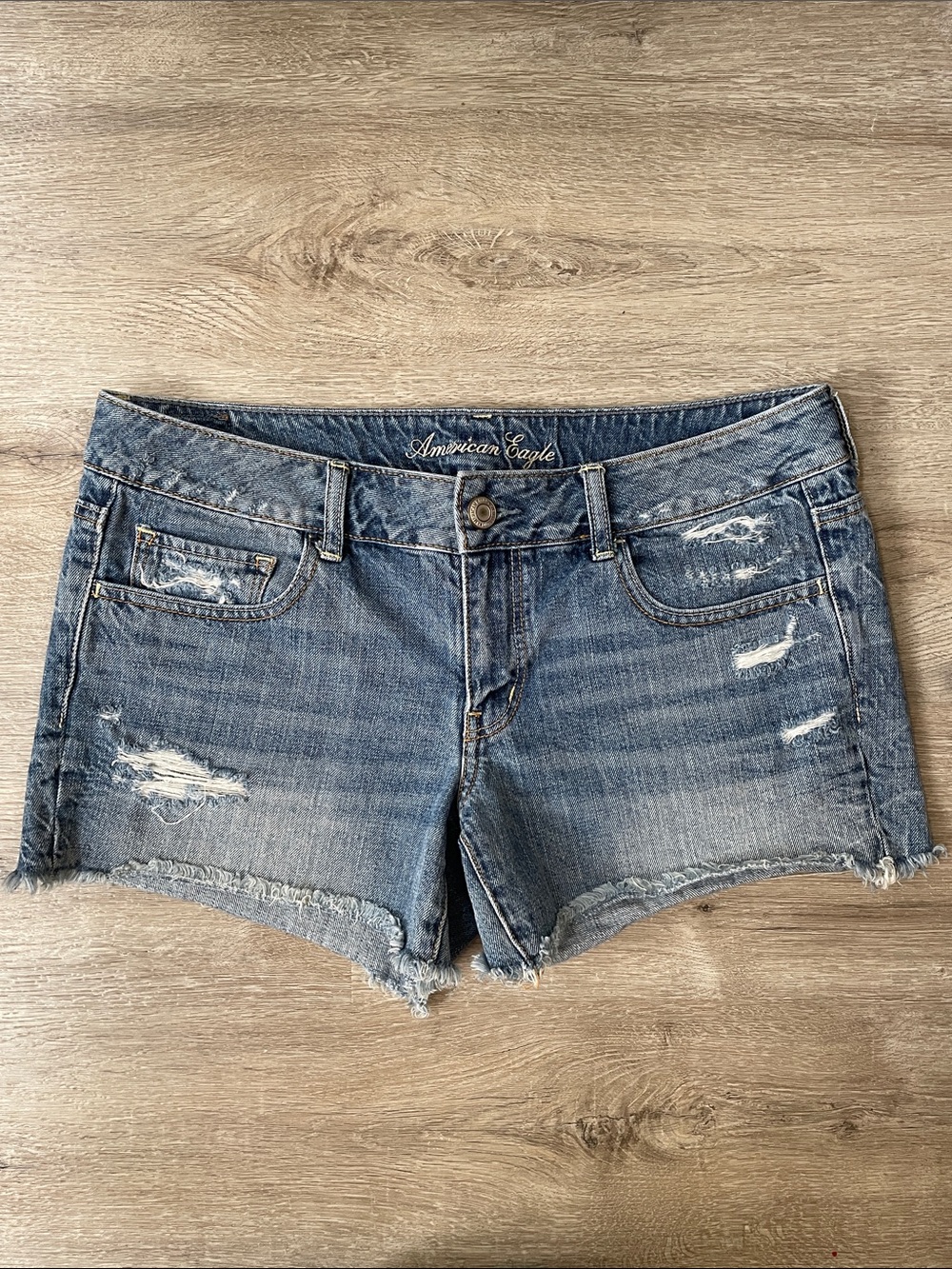 American Eagle Outfitters Y2K Blue Distressed Denim Shorts